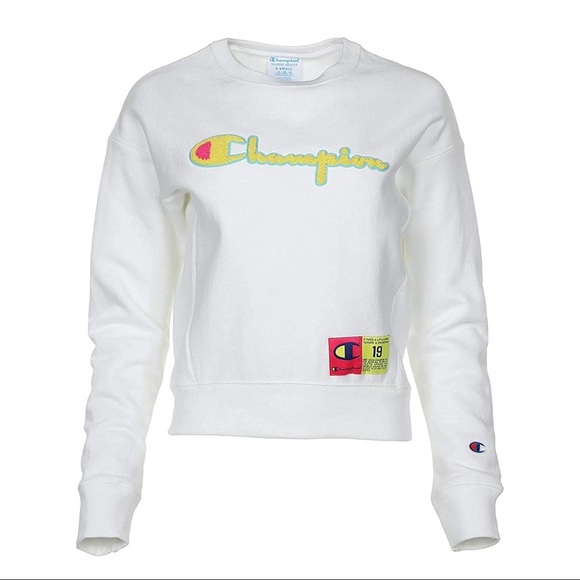 Champion Tops - CHAMPION reverse weave crew neck white sweatshirt